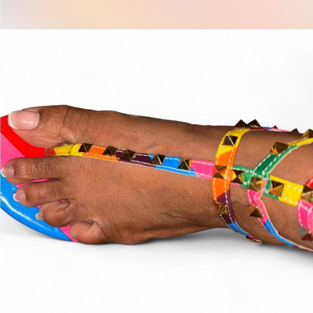 Colorful Striped Sandals - Picture 2 of 7